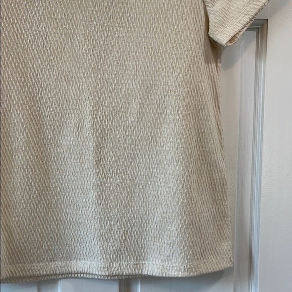 Anthropologie Postage Stamp Creme Textured Top w/ Gold Glitter Thread - Sz Small - Picture 5 of 14